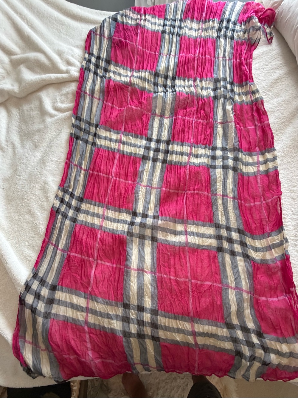 Bright Pink Plaid Scarf